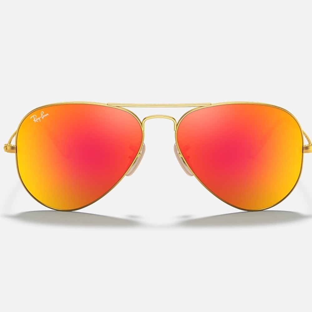 Ray-Ban Aviator Flash Lenses- Lenses: Orange Mirror + Frame: Gold